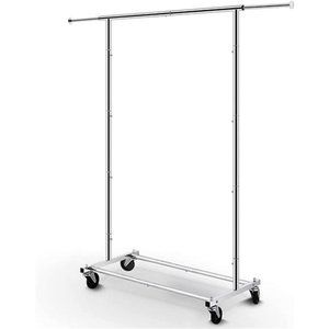 Standard Rod Clothing Garment Rack, Rolling Clothes Organizer on Wheels